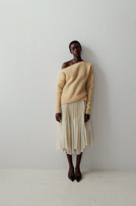 Off the Shoulder Woven Mohair Sweater