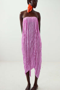 Strapless Broomstick-Pleated Silk Gown