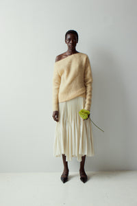 Off the Shoulder Woven Mohair Sweater