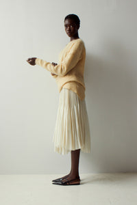 Pleated Silk Skirt With Asymmetrical Release