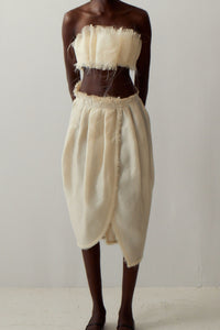 Sculptured Italian Silk Garza Skirt